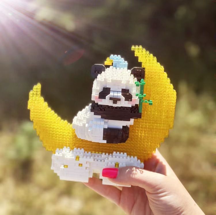 1288PCS Moon Panda Building Block Sets With LED Light, Mini Blocks Building Sets For Adults, Animal Night Lamp, Panda Night Light, DIY Bricks Gift For Adults