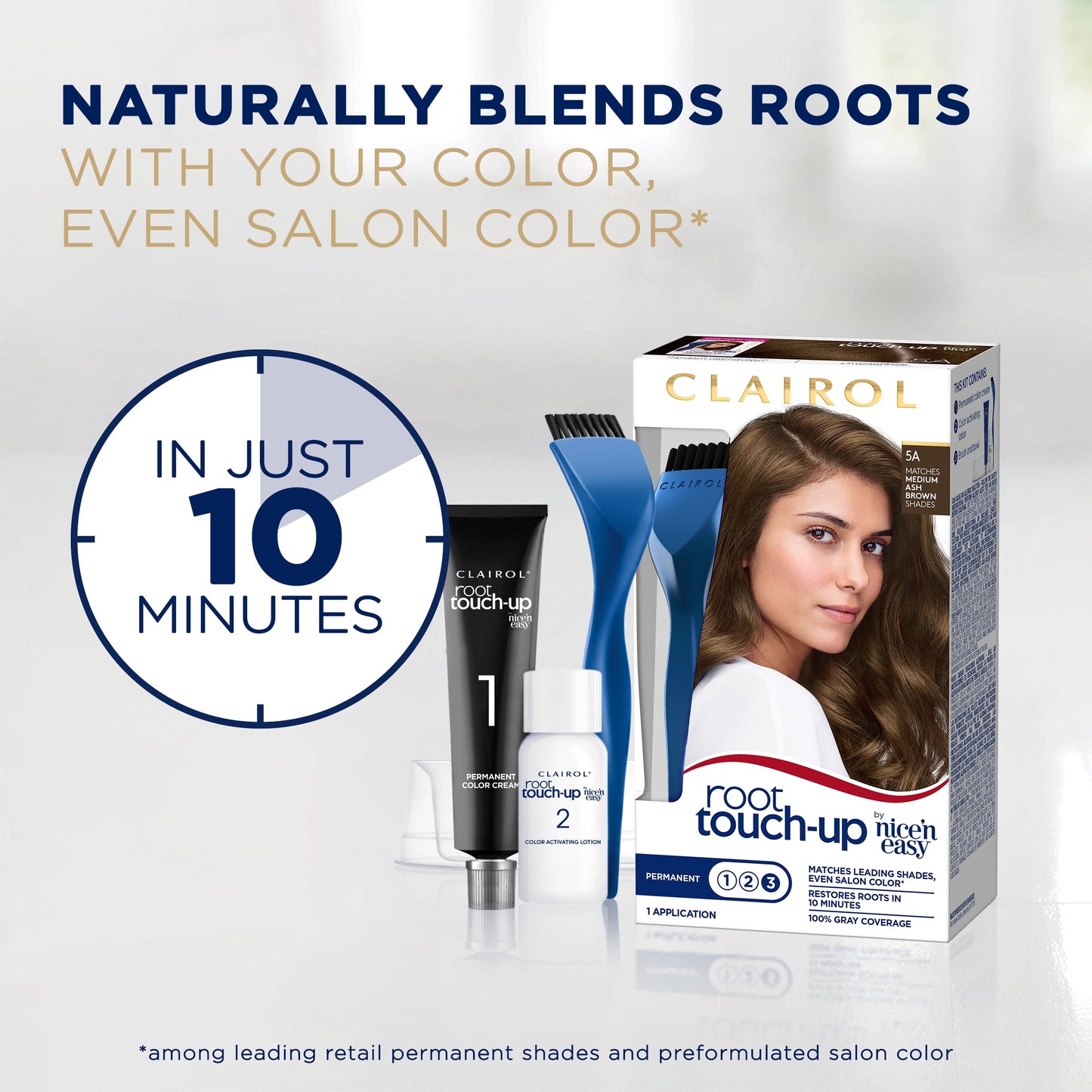 Clairol Root Touch-Up Nice'n Easy Permanent Hair Dye, 5A Medium Ash Brown, Hair Color, 1 Kt