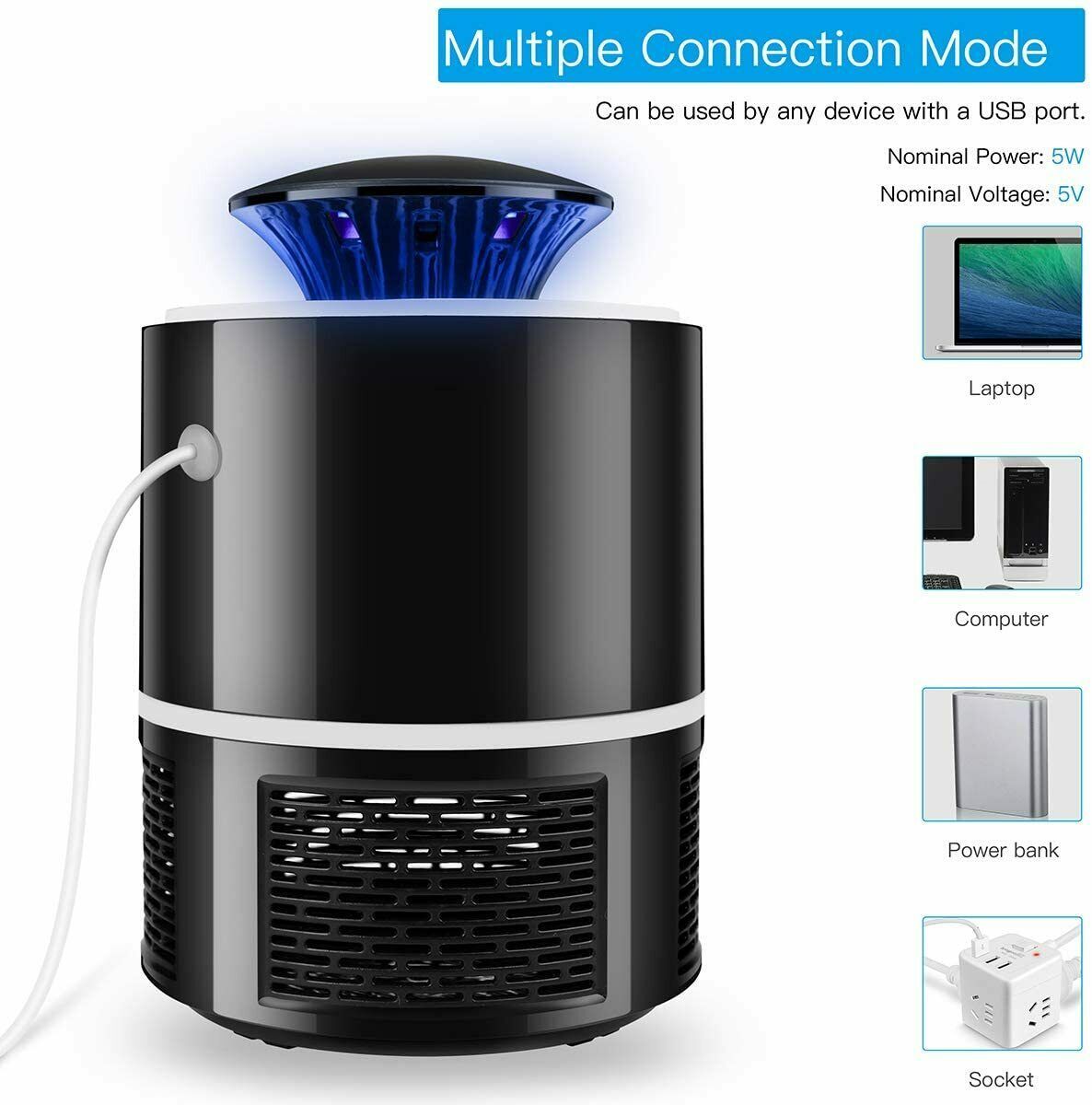 Electric UV Mosquito Killer Lamp Outdoor Indoor Fly Bug Insect Zapper Trap USB - EBS PLATFORM INC.