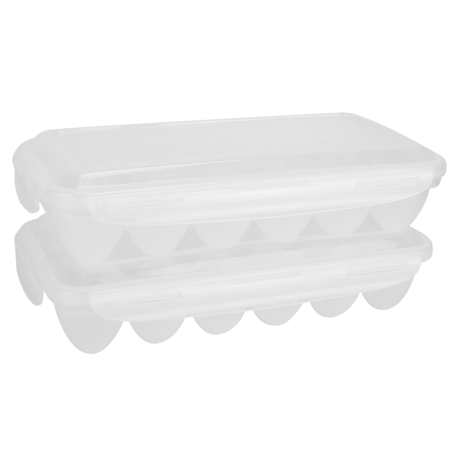 2Pcs Plastic Egg Holder Stackable Egg Storage Box Egg Rack For Refrigerator 18 Cavity Per Container Dishwasher Safe