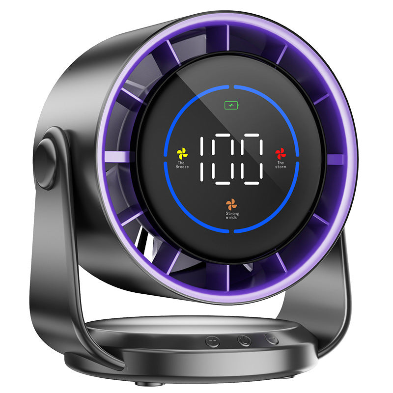 Bladeless USB Fan with Digital Display - High-Speed Desktop Air Circulation Cooling, Rechargeable