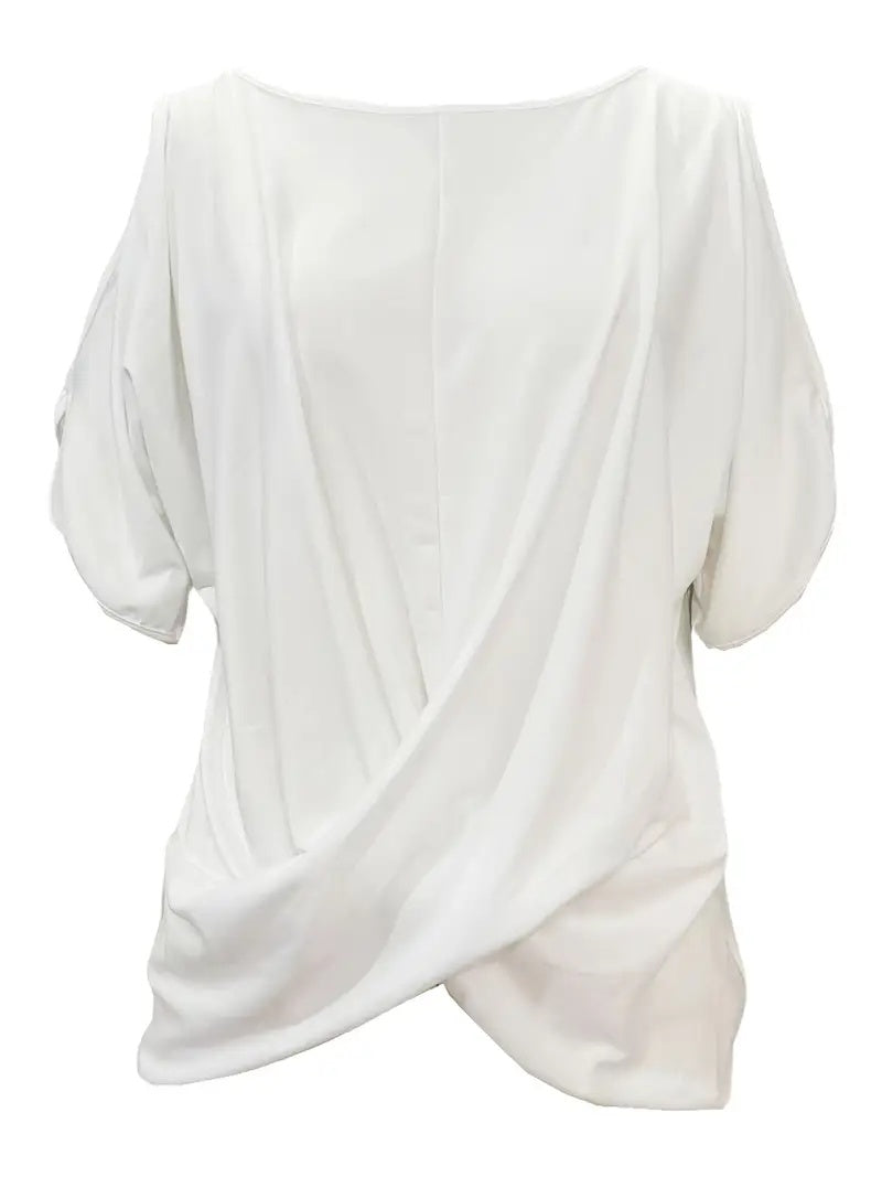 Summer New White Short-sleeved T-shirt With Irregular Kink On It