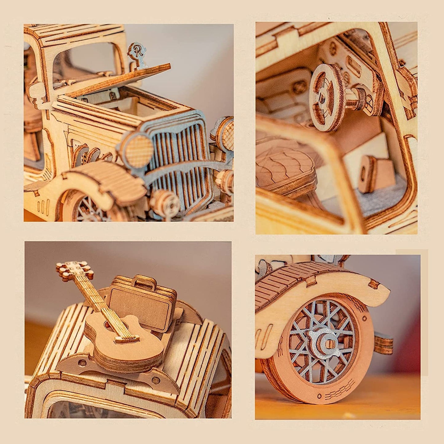 Robotime Rolife Vintage Car Model 3D Wooden Puzzle Toys For Chilidren Kids - EBS PLATFORM INC.