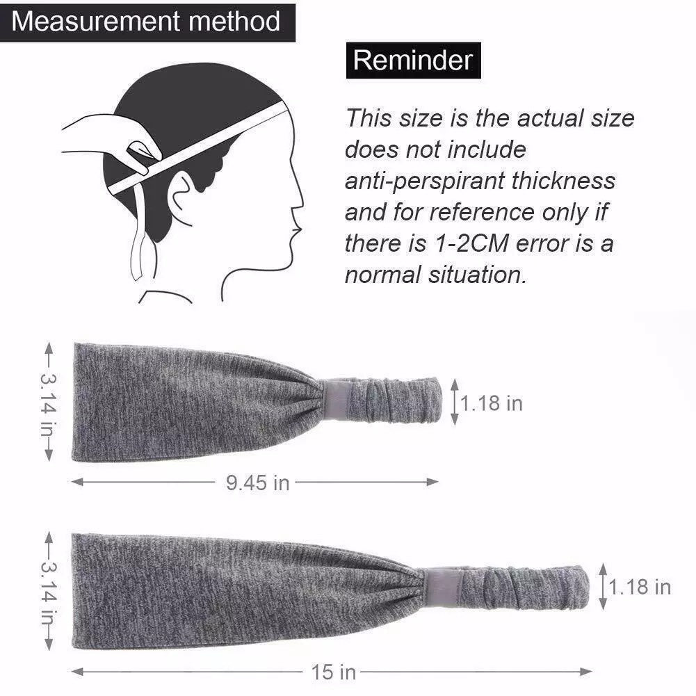 Sports Headbands For Men & Women -5 Pack, Wicking Sweatbands, Elastic Non Slip Sweat Bands, Athletic Workout Fashion Wide Hair Bands For Running, Cycling, Basketball, Yoga