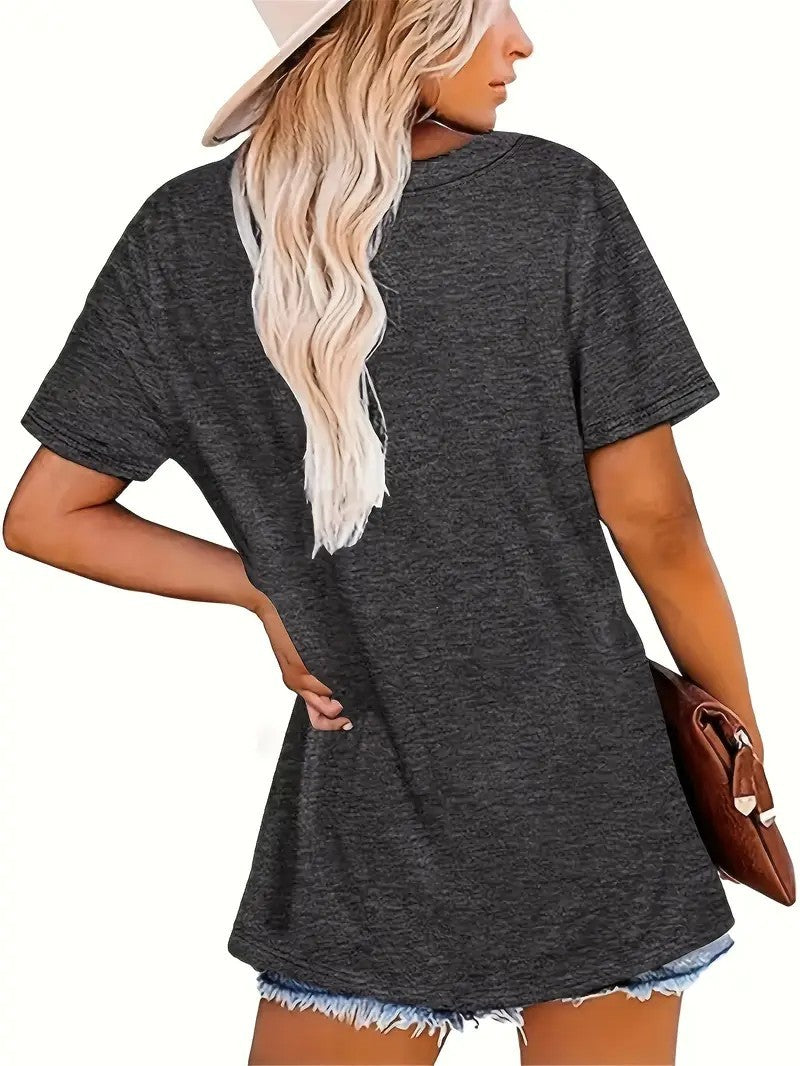 English Letters - Printed Round Neck Vest - Casual And Loose - Daily Wear - Women's Clothing