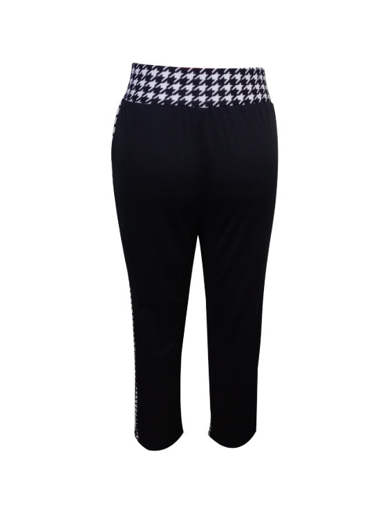 Ladies' Solid Color Herringbone Button Fashionable Slimming Casual Pants