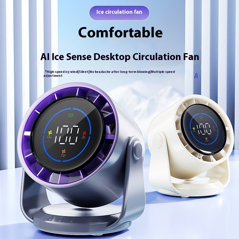 Bladeless USB Fan with Digital Display - High-Speed Desktop Air Circulation Cooling, Rechargeable