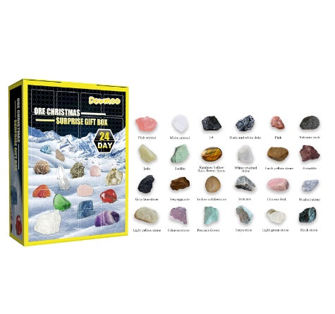 Dowmoo 24 Grille Ore Blind Box Christmas 24 Days Multi-Colored Ore Toy Gift Box