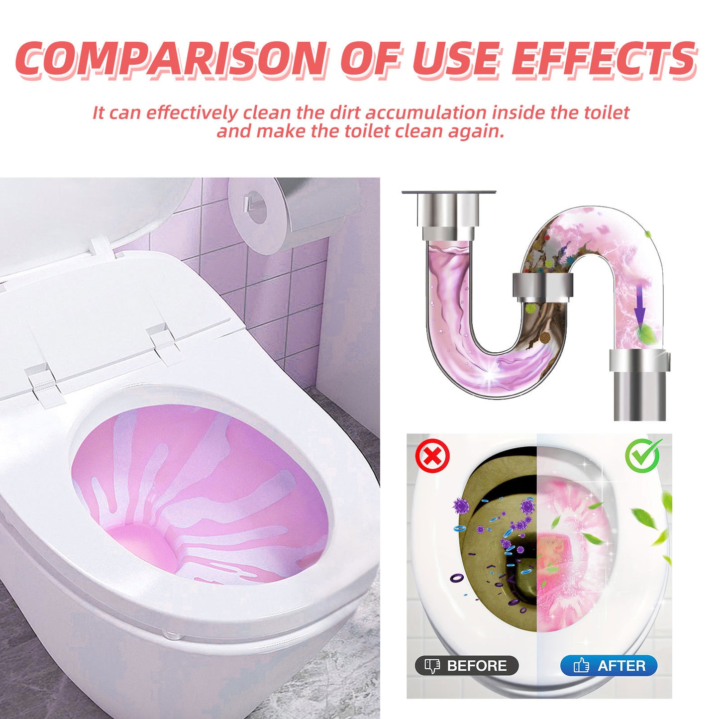 Jakehoe Toilet Effervescent Tablets Toilet Cleaner Cleaning Odor Yellow Stains Dirt Urine Stains Toilet Cleaning Tablets - EBS PLATFORM INC.