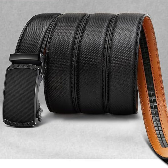 Men's Leather Belt Versatile Cowhide Automatic Buckle - EBS PLATFORM INC.