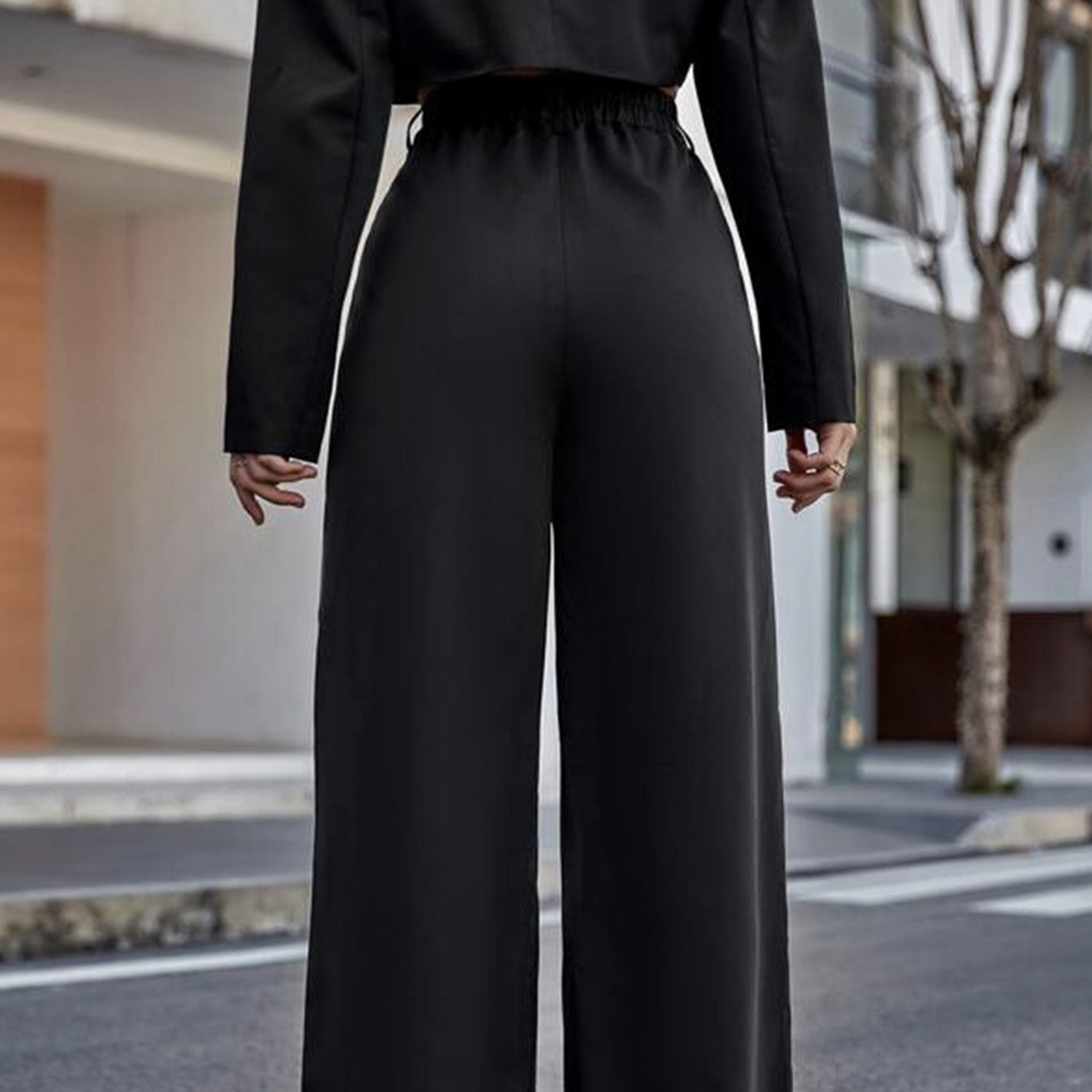 Ladies' Solid Color Fashionable New High Waisted Wide Leg Pants, Cinched Waist For Slimming And Leg Length For Versatile Commuting, Professional Street Photography, Casual Pants