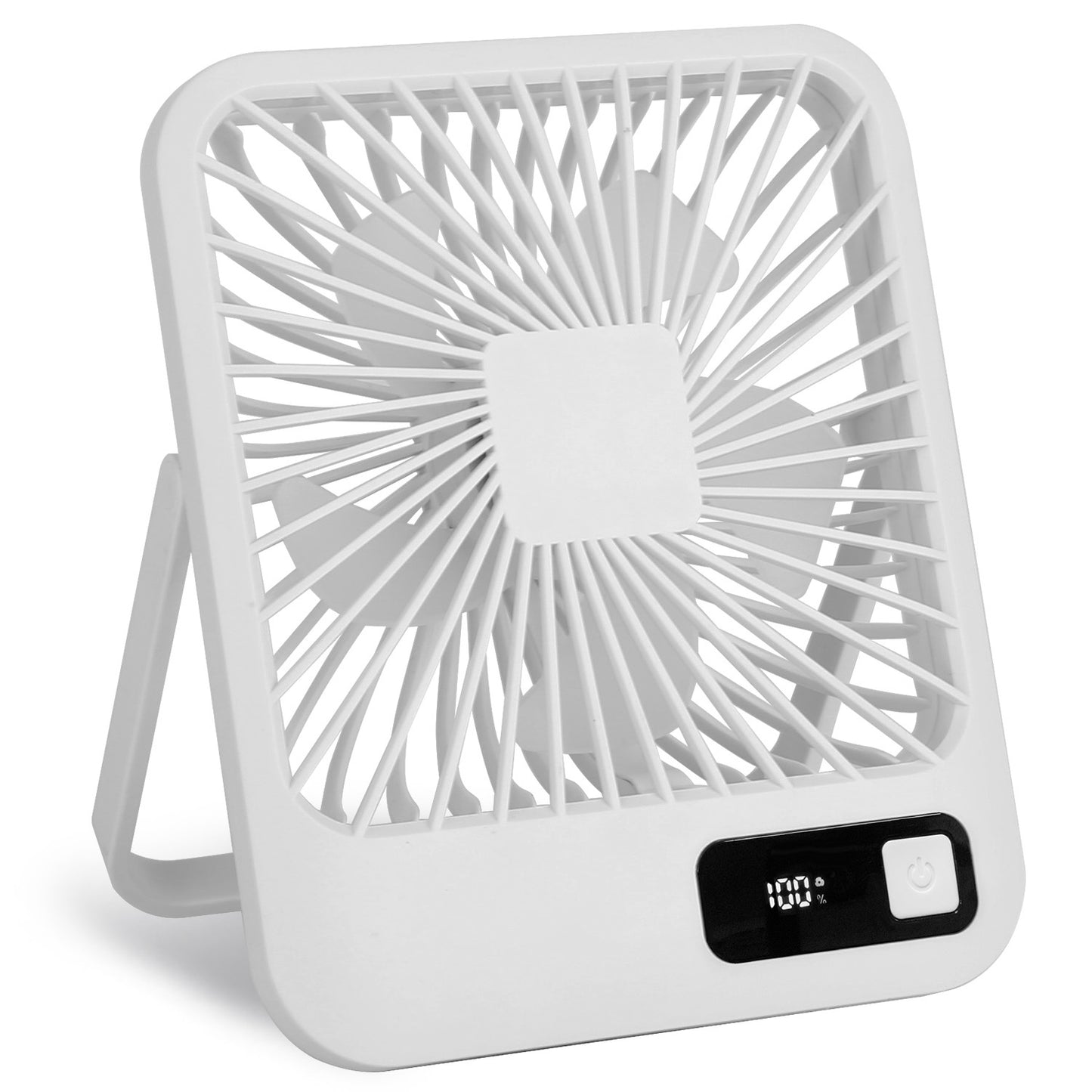 3 Colors Options -- 1Pc Mini Desktop Cooling Fan Rechargeable Battery Powered Personal Fan Speed Adjustment Strong Airflow Quiet Travel Fan With LCD Display For Home Office Travel