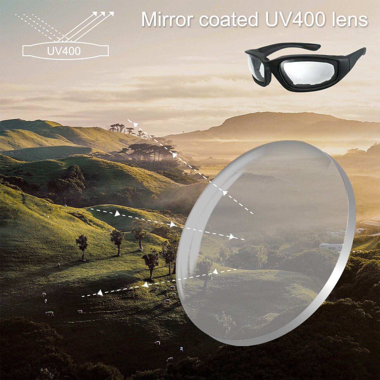 Cycling Sunglasses Chopper Outdoor Sports Glasses For Men Women Wrap Around UV400 Protection For Fishing Driving Glasses Windproof Clear Lens