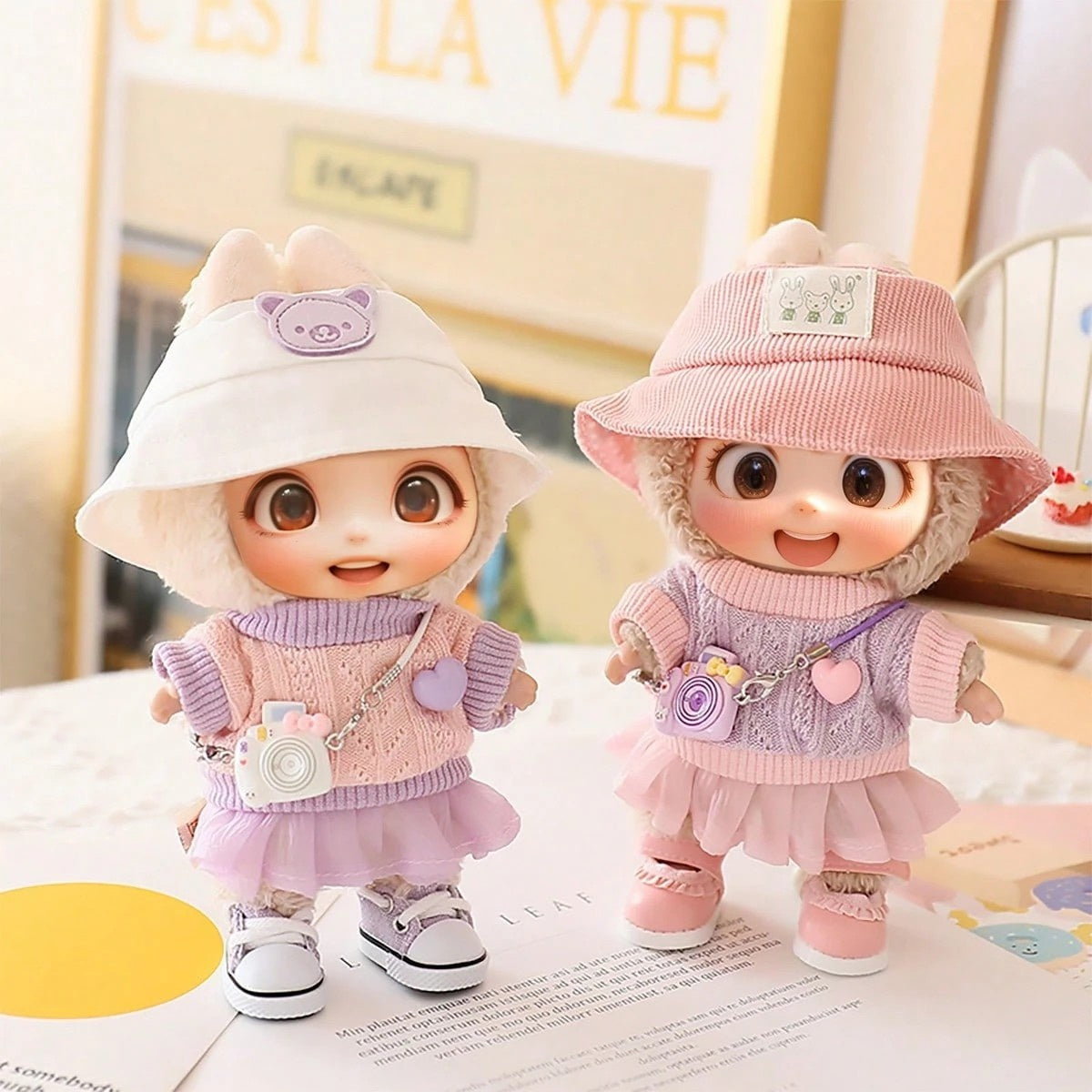 5PCS-Set Cute Hat Shoes Doll Clothes Outfit Set For LABUBU 15CM-17CM Doll, Adorable Dress Up Accessories For Doll - Dolls Not Included - EBS PLATFORM INC.