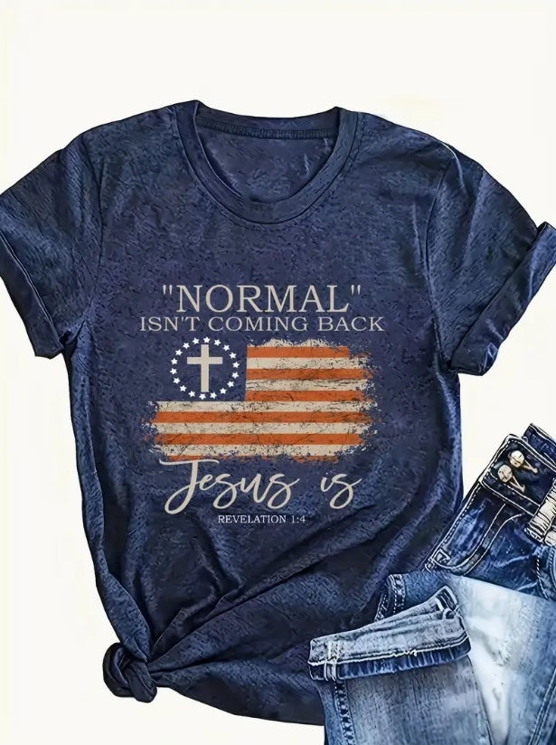 American Flag - Printed Round Neck Vest - Casual And Loose - Daily Wear - Women's Clothing