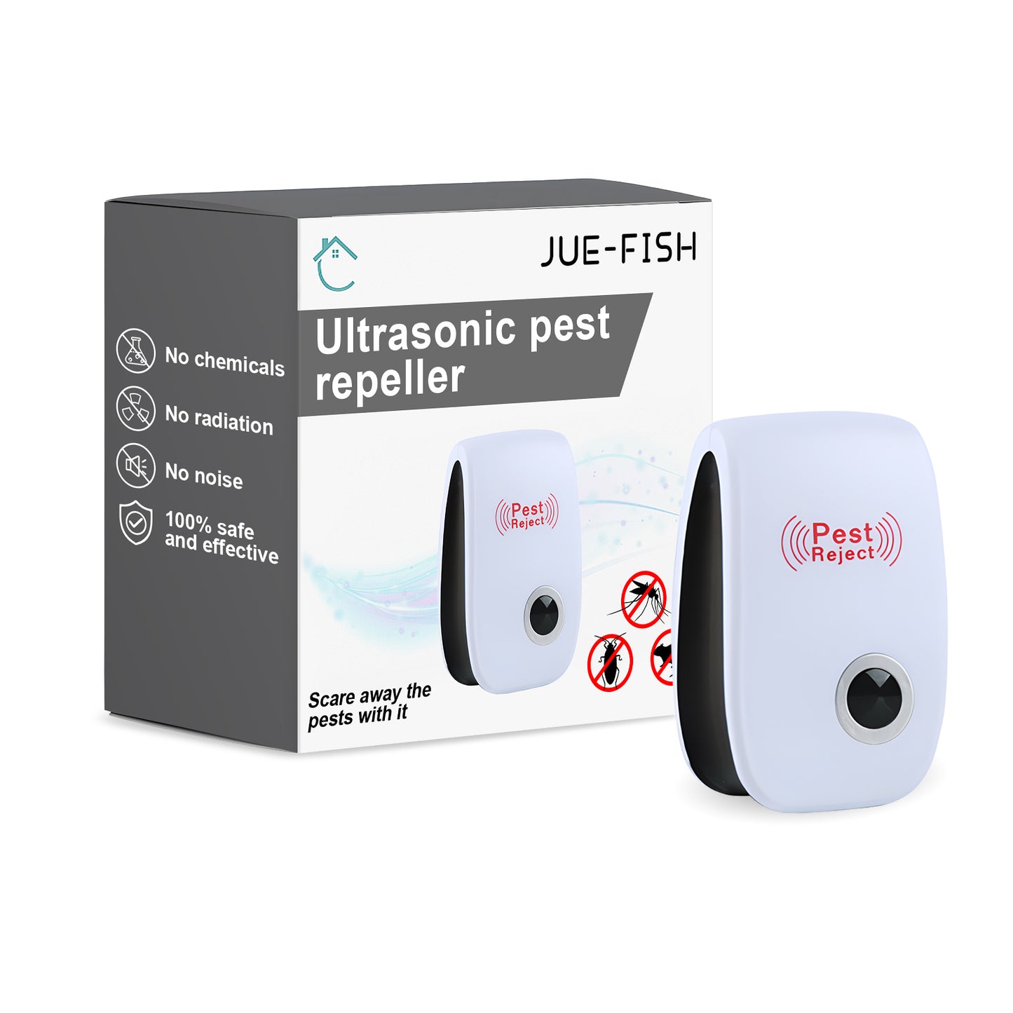 Jue-Fish Ultrasonic Pest Repeller, Mosquito Repellent Household Mosquito Repellent Cockroach Repellent Mouse Repellent Plug-In Intelligent Night Light - EBS PLATFORM INC.