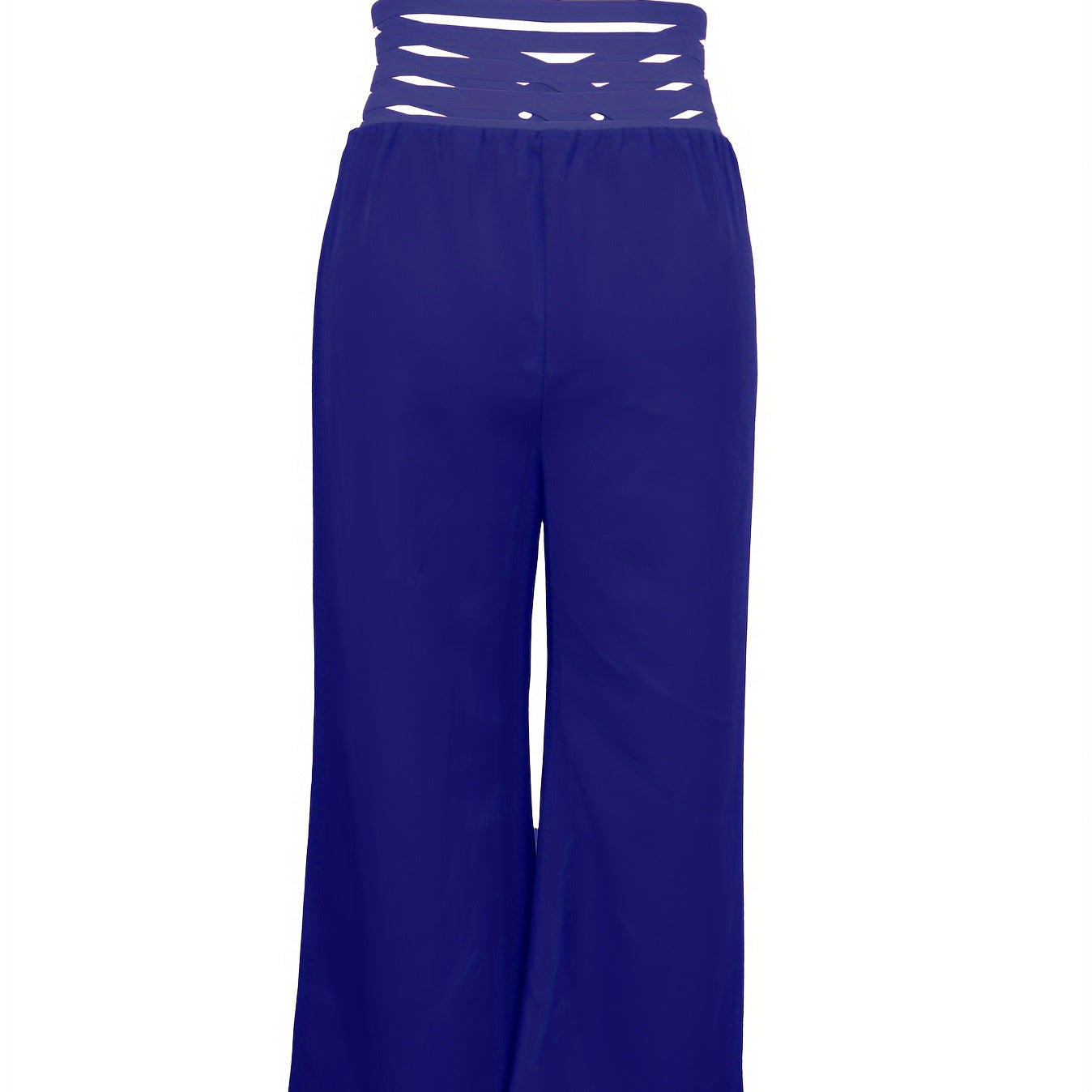 Ladies' Solid Color High Waisted Hollowed Out Fashionable New Product Versatile High Waisted Pants Straight Leg Flared Pants