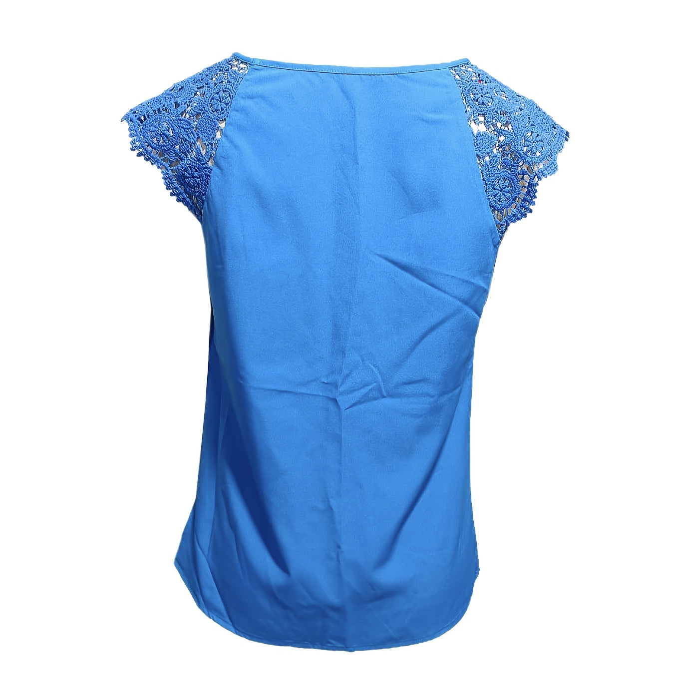 Women's Summer Top With Contrasting Lace Buttonhole Collar
