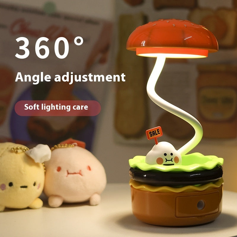 Hamburger LED Night Lamp - Rechargeable Bedside Light for Kids & Home Decor