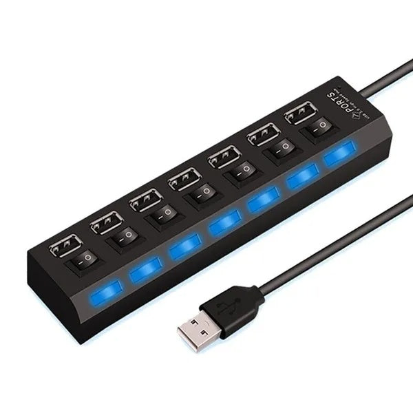 7 Port USB 2.0 3.0 Hub Splitter Adapter High Speed For PC Laptop Desktop