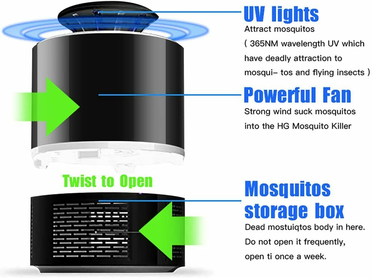 Electric UV Mosquito Killer Lamp Outdoor Indoor Fly Bug Insect Zapper Trap USB - EBS PLATFORM INC.