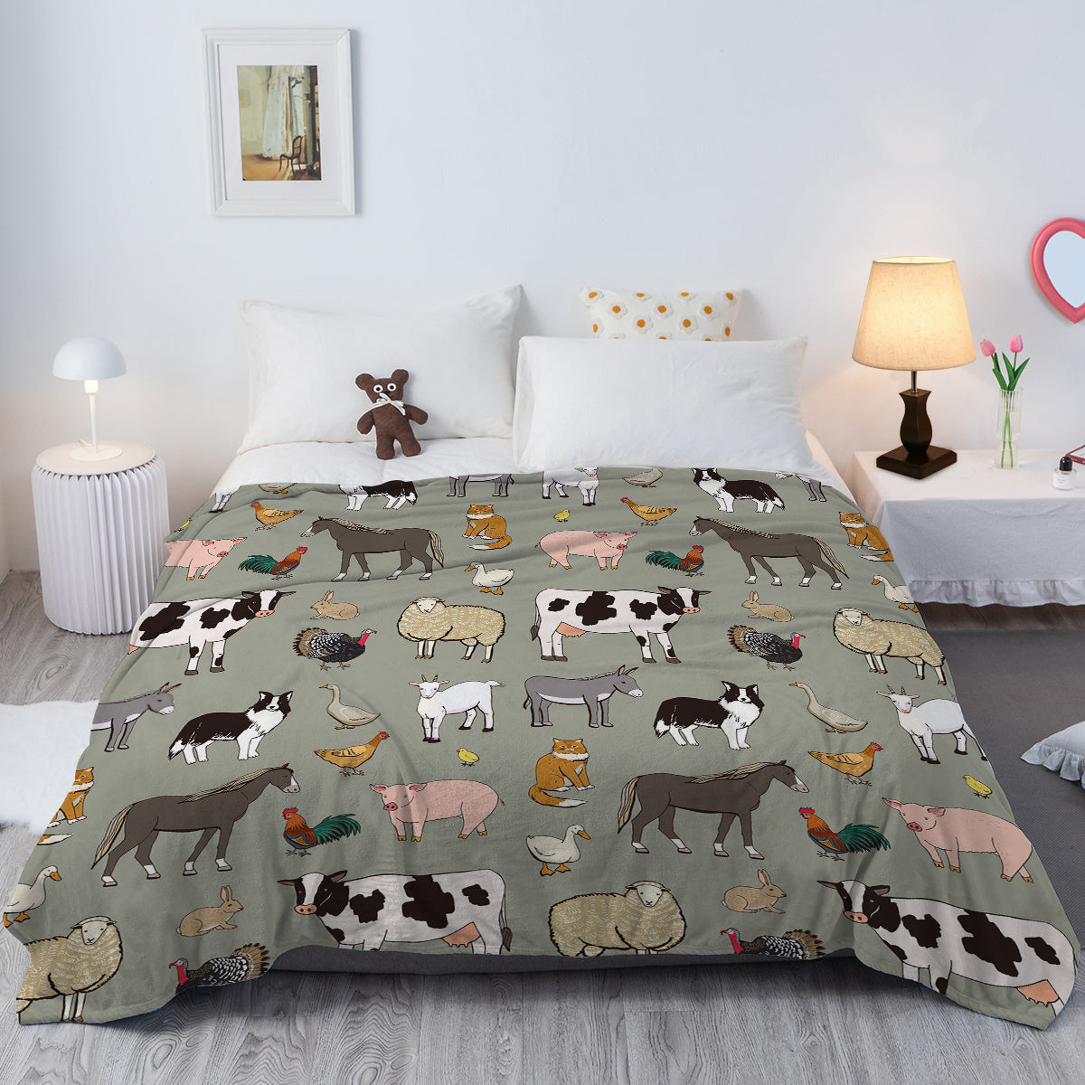 Various Animals Blanket Soft Pig Horse Durable Comfortable Blanket Women Birthday Gift Home Decoration Sofa Couch Office Bed Camping Travel 75x100cm 130x150cm 150x200cm