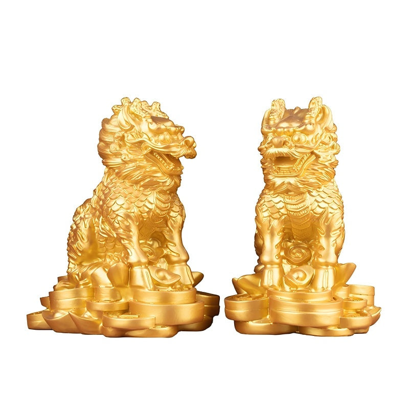 Lucky Jinbao Copper Kirin Gold Ingot Ornaments, Feng Shui Office Home Decoration, Housewarming, Business High-end Gifts - Prohibited For Sale On Temu