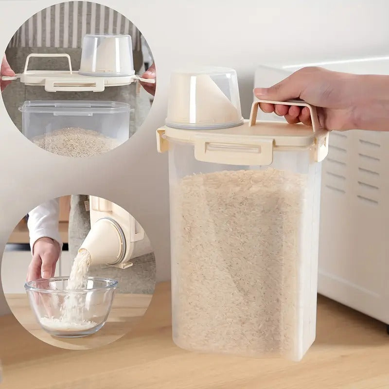 Sealed Food Storage Containers With Lids - Leak-proof And Moisture-proof Kitchen Storage Boxes, Suitable For Grains, Nuts, Flour And Rice - Made Of Durable PE Material