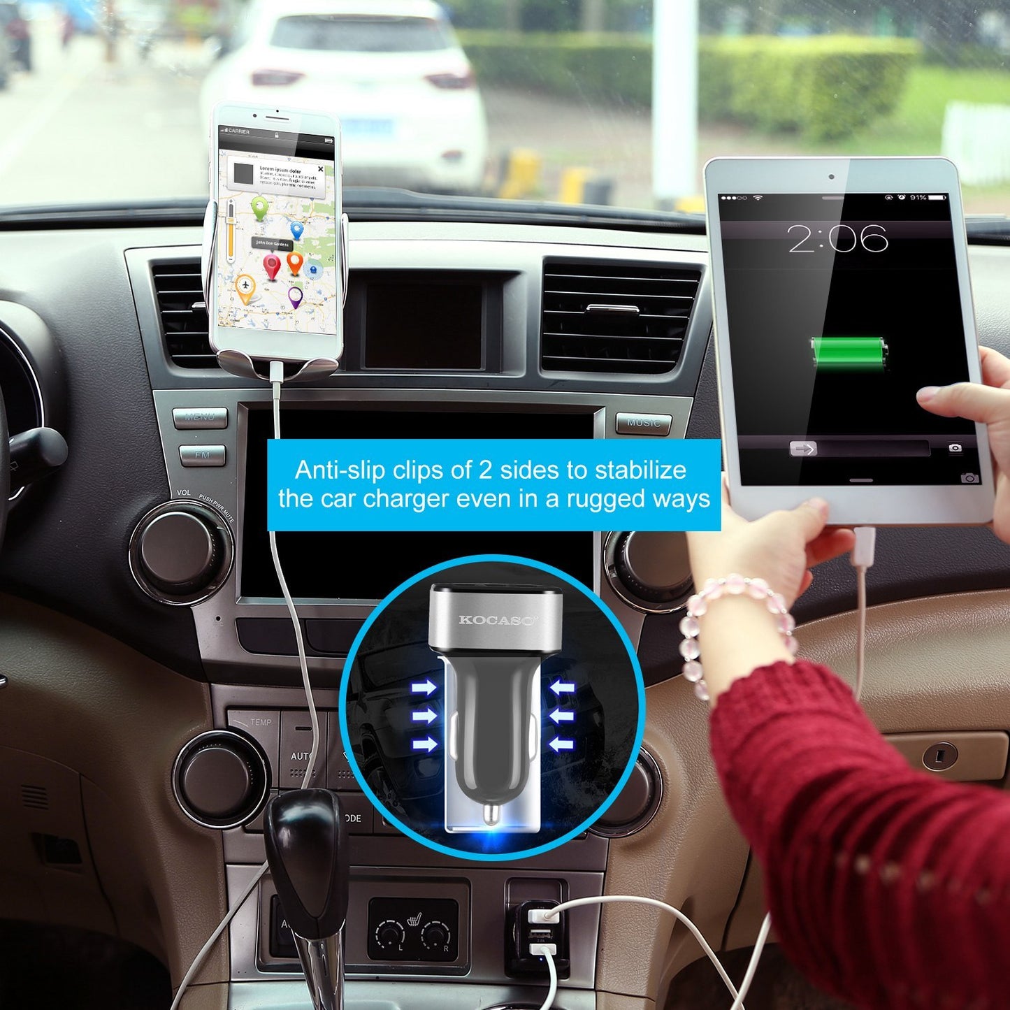 1Pc 3Port USB Car Charger 30W 5.5A For IOS Phone 16 15 14 And More