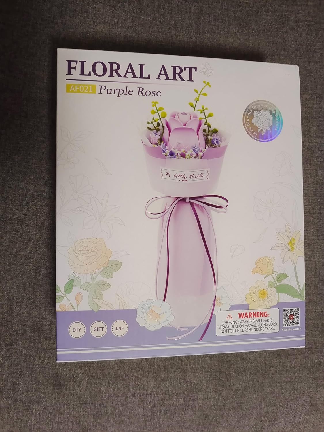 ROBOTIME Flower 3D Puzzle Model Kits Puzzles For Adults To Build Artificial Flowers For Home Bedroom Living Room Decor, Gifts For Women Valentine, Purple Rose