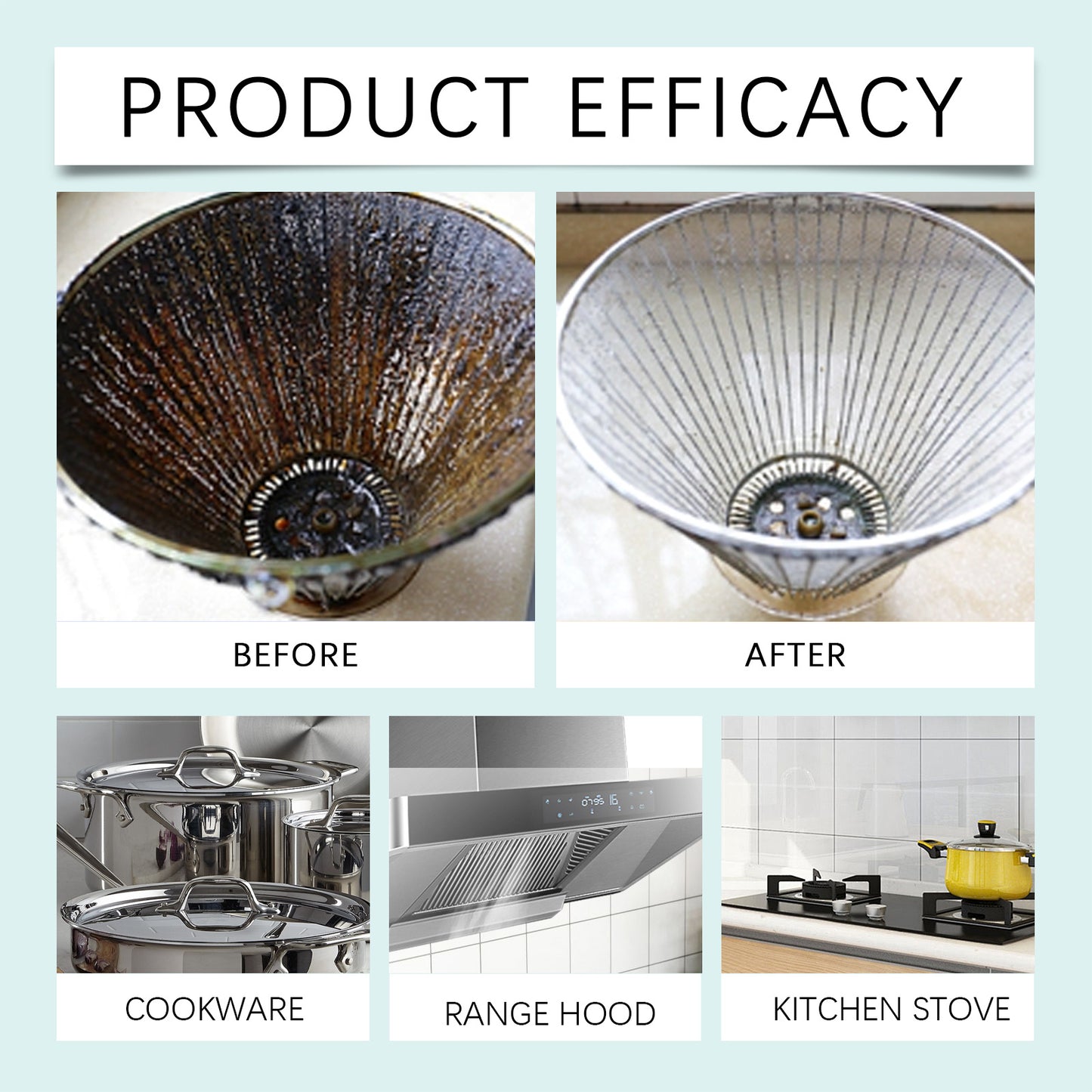 Jue-Fish Kitchen Cleaner, Cooktop Range Hood Cooker Clean Oil Stains Black Dirt On The Bottom Of The Pan Cleanser