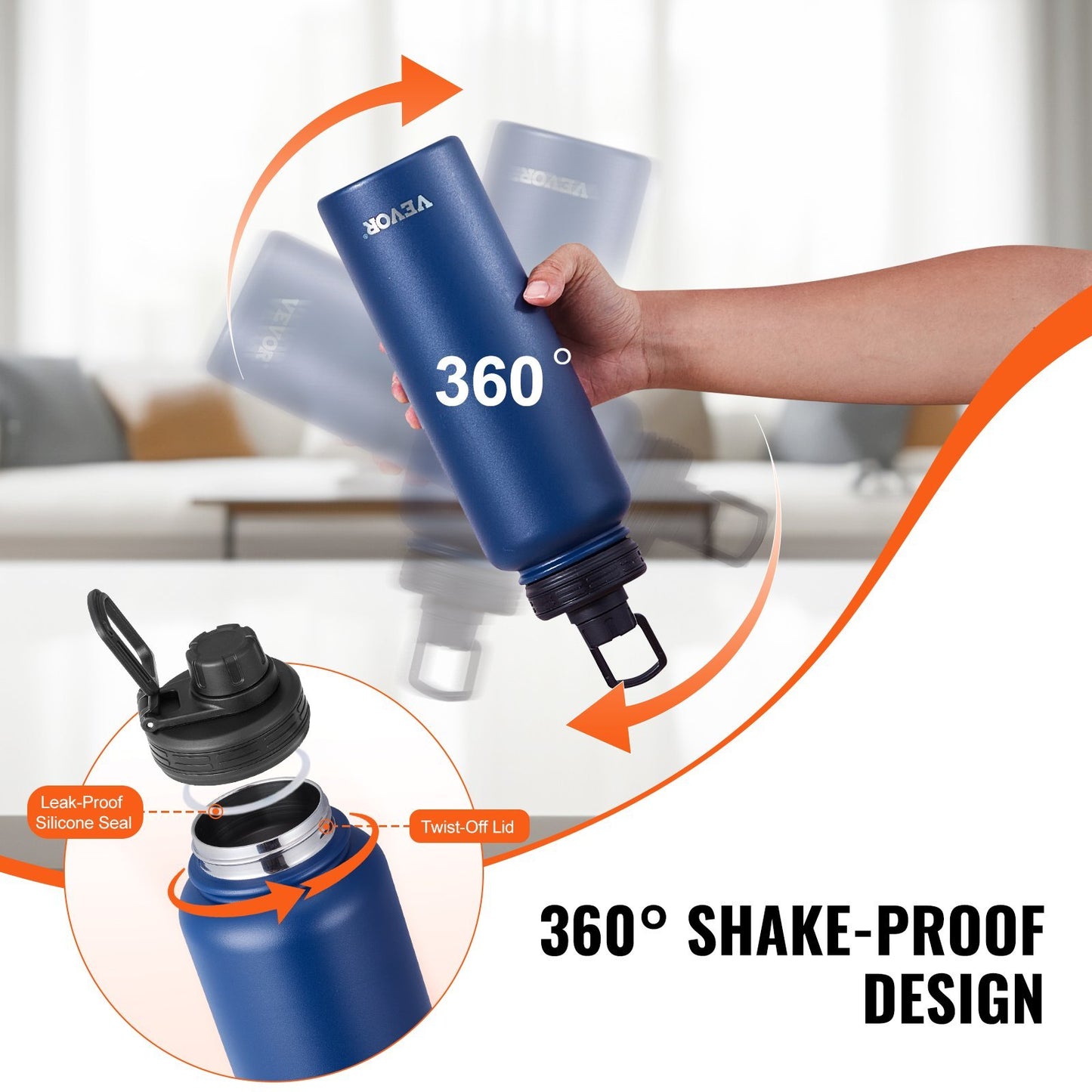 40 Oz Insulated Water Bottle Stainless Steel With Wide Mouth Lid Blue - EBS PLATFORM INC.