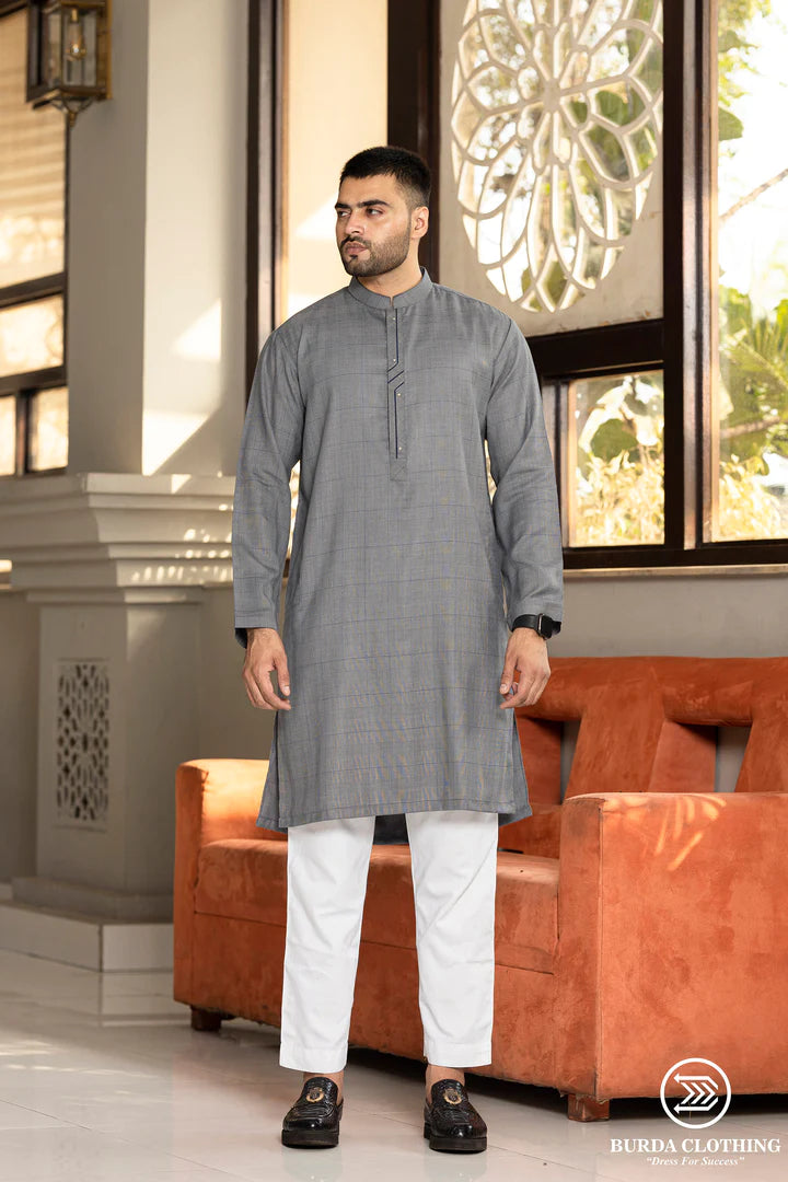 AAMIR BLUE-GRAY PREMIUM KURTA STYLE 2