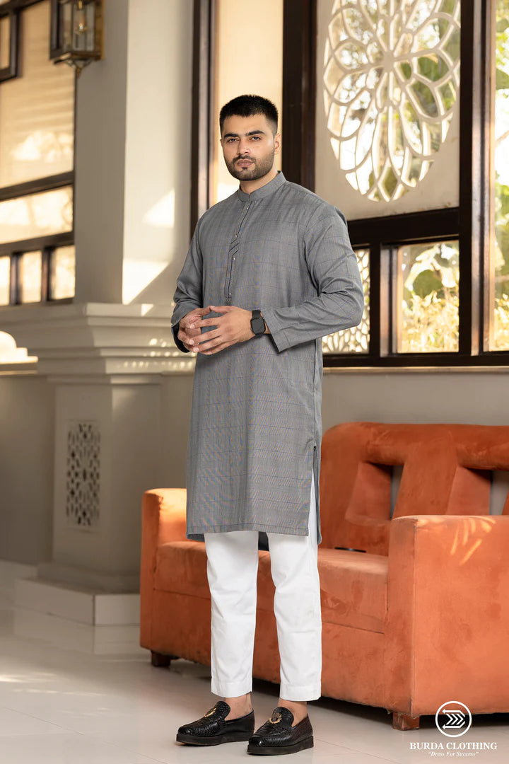 AAMIR BLUE-GRAY PREMIUM KURTA STYLE 2