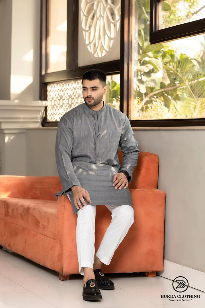 AAMIR BLUE-GRAY PREMIUM KURTA STYLE 2