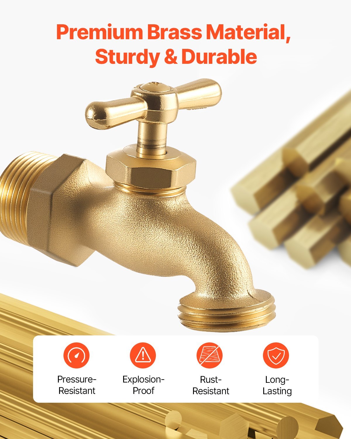 Hose Bibb  Connection Brass Outdoor Water Faucet Spigot