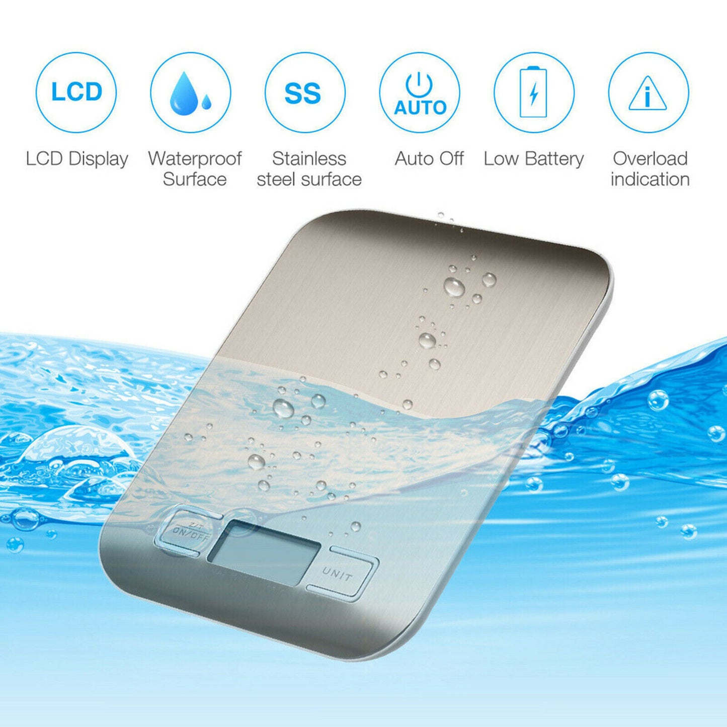 Digital Electronic Kitchen Food Diet Postal Scale Weight Balance 5KG 1g 11lb Kitchen Scales Stainless Steel Weighing For Food Diet Postal Balance Measuring LCD Precision Electronic - EBS PLATFORM INC.