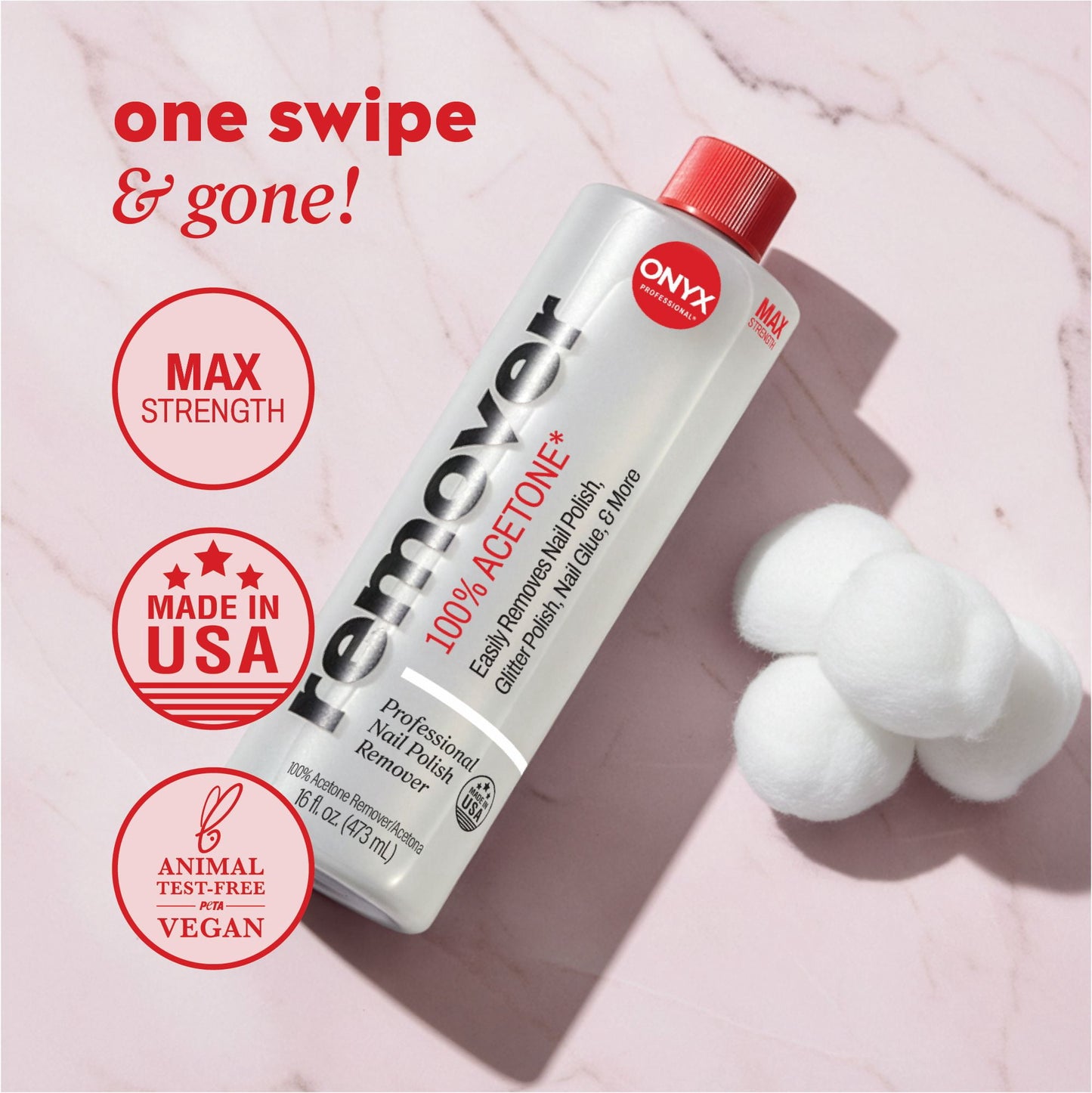 ONYX Professional 100% Acetone* Nail Polish Remover 16 fl oz