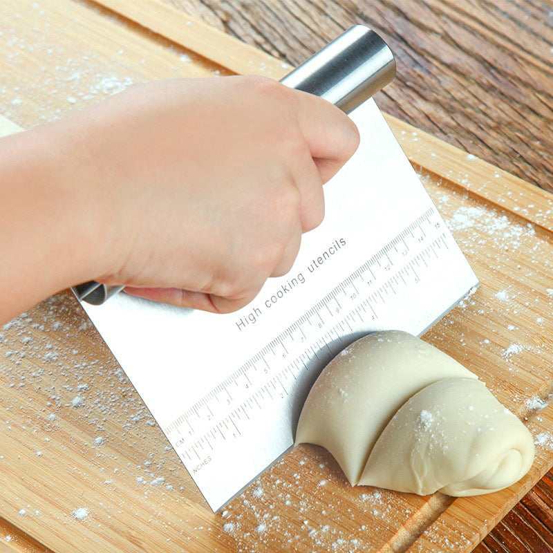 Stainless Steel Pastry Spatulas Cutter With Scale Pizza Dough Scraper Fondant Cake Decoration Tools Baking Kitchen Accessories Dough Cake Stainless Steel Pizza Flour Tool Cutter Chopper Scraper - EBS PLATFORM INC.