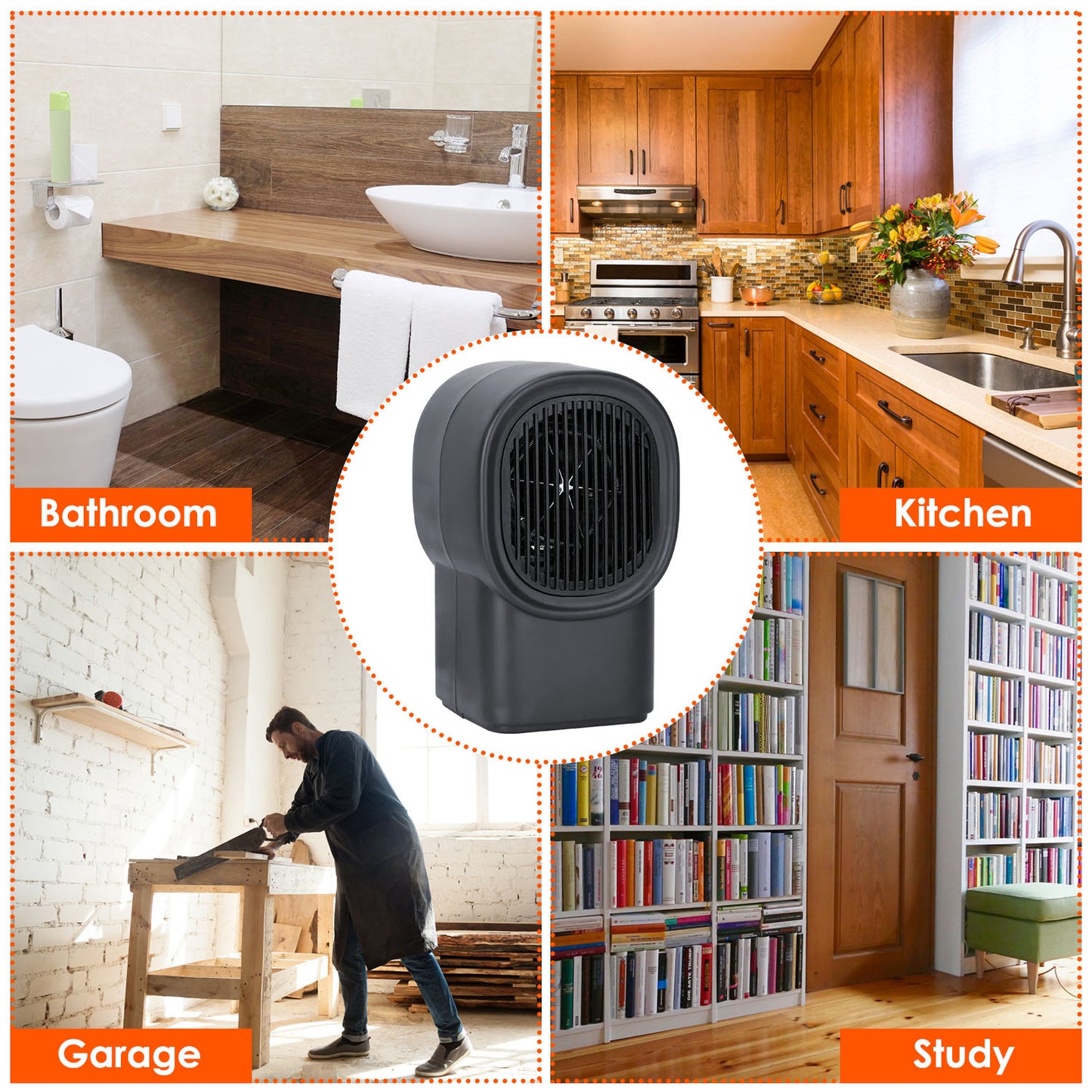 1Pc 500W Portable Electric Space Heater Mini Desktop Fan Heater Personal Small Space Heater For Home Office