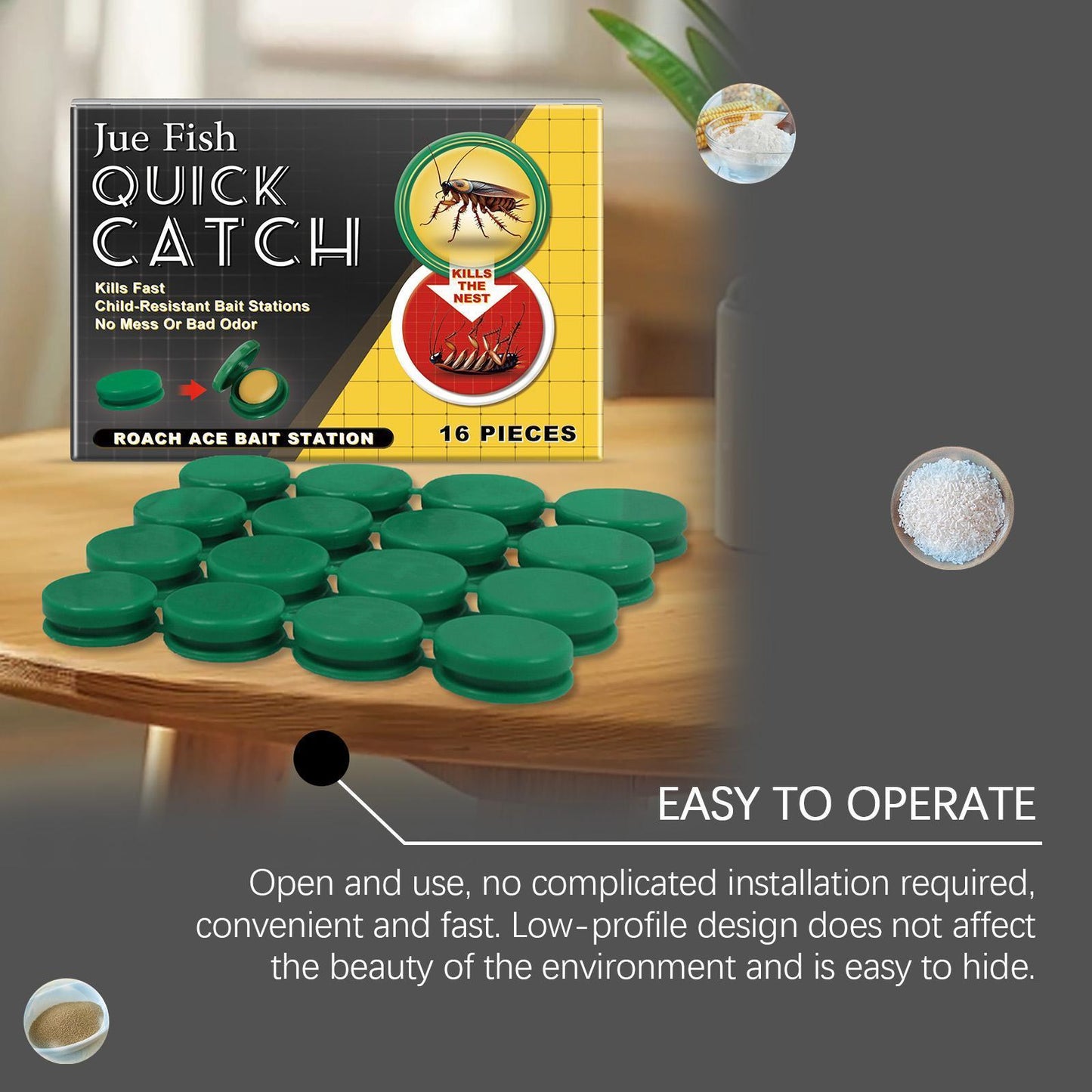 Jueying Cockroach Bait Station Household Indoor Living Room Kitchen Bedroom Cockroach Medicine
