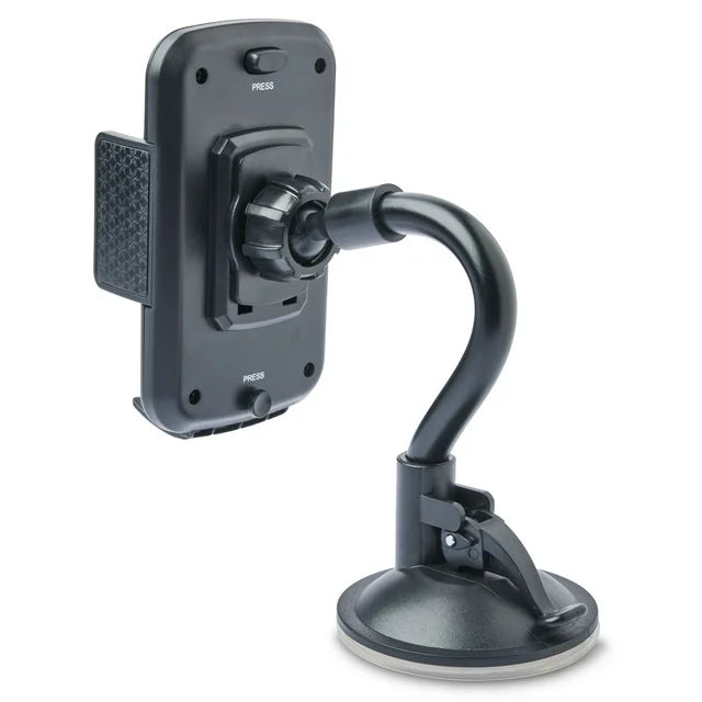 onn. Car Window or Dash Phone Mount Compatible with 2 in- 3.7 in Wide Mobile Phones, Black