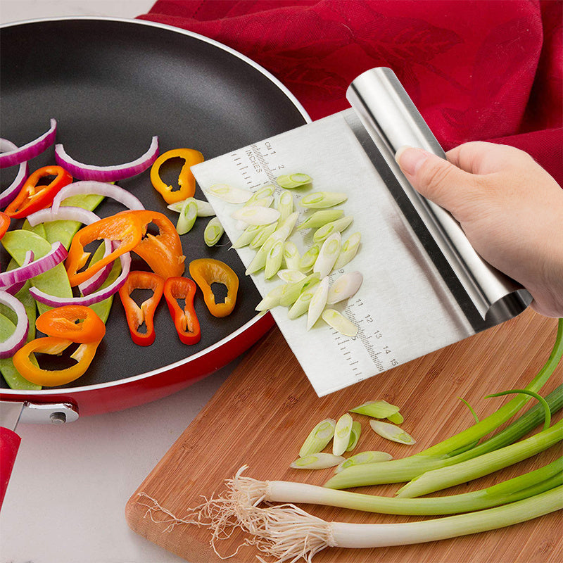 Stainless Steel Pastry Spatulas Cutter With Scale Pizza Dough Scraper Fondant Cake Decoration Tools Baking Kitchen Accessories Dough Cake Stainless Steel Pizza Flour Tool Cutter Chopper Scraper - EBS PLATFORM INC.