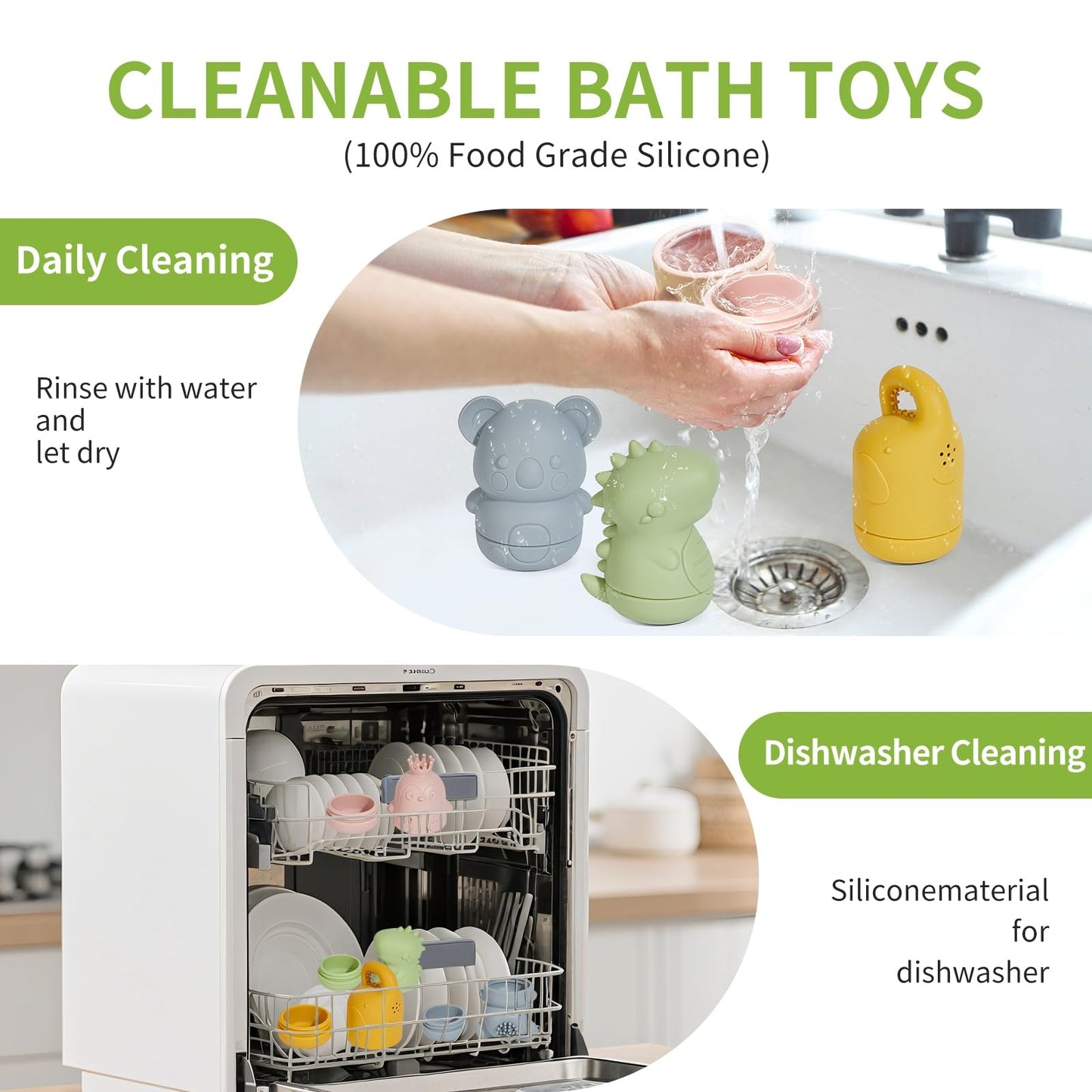 Baby Water Shower Toys Set, Bath Water Toys, Parent-child Interactive Toys, 4 Pieces --ocean Color- Safe Soft Rubber Material, The Bath Does Not Cry, Let The Baby Love The Bath - EBS PLATFORM INC.