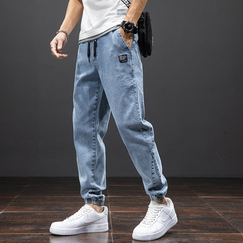 Spring Summer Black Blue Cargo Jeans Men Streetwear Denim Jogger Pants Men Baggy Harem Jean Trousers Plus Size 6XL 7XL 8XL