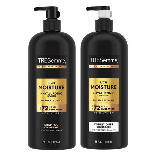 TRESemmé Rich Moisture Shampoo And Conditioner With Up To 72H Hydration for Dry Hair Rich Moisture With Vitamin E And Biotin Formula,28 fl oz 2 Count