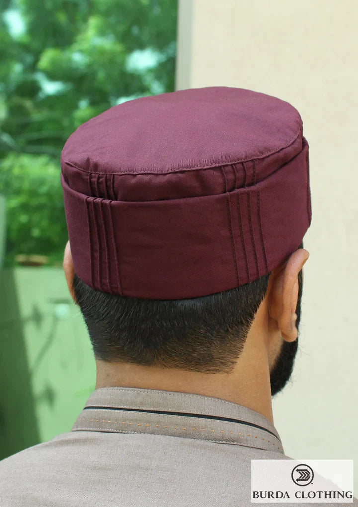 MAROON FOLDED KUFI