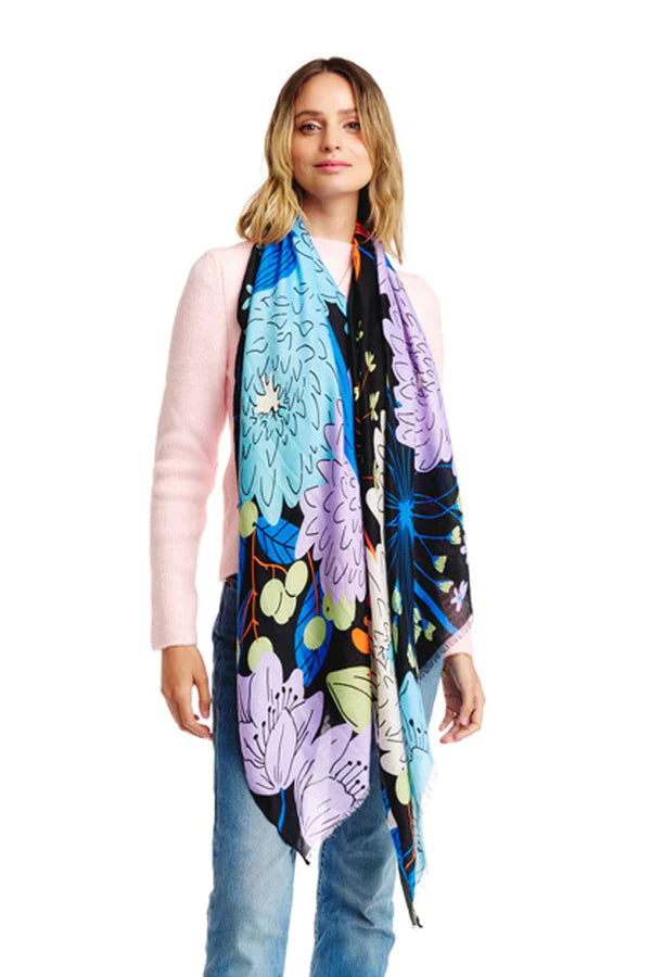 Floral Print Light Weight Oblong Scarf