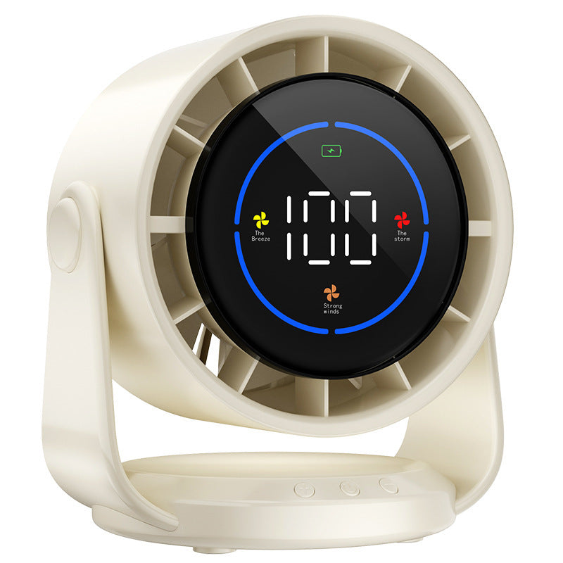 Bladeless USB Fan with Digital Display - High-Speed Desktop Air Circulation Cooling, Rechargeable