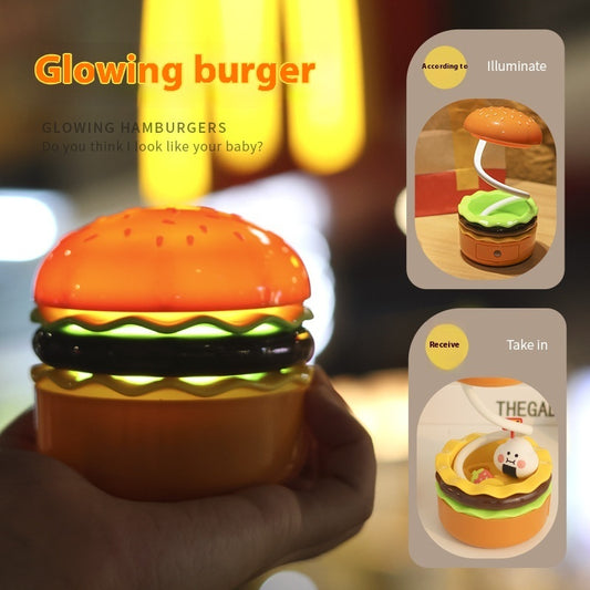 Hamburger LED Night Lamp - Rechargeable Bedside Light for Kids & Home Decor